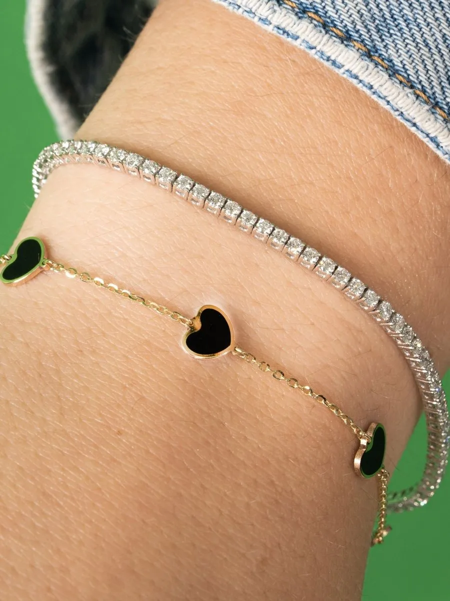 Endless Heart Black Bracelet 14K