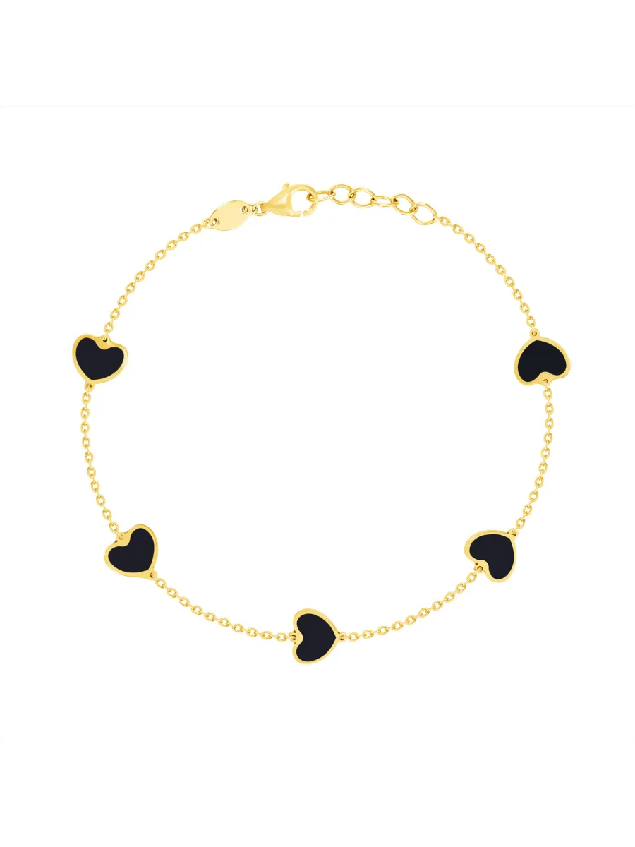 Endless Heart Black Bracelet 14K