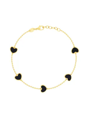 Endless Heart Black Bracelet 14K