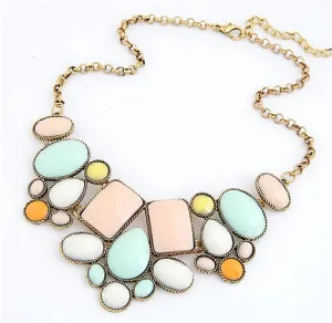 European and American fashion luxury gorgeous geometric polygon temperament short necklace