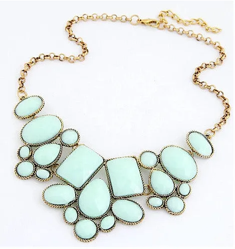 European and American fashion luxury gorgeous geometric polygon temperament short necklace