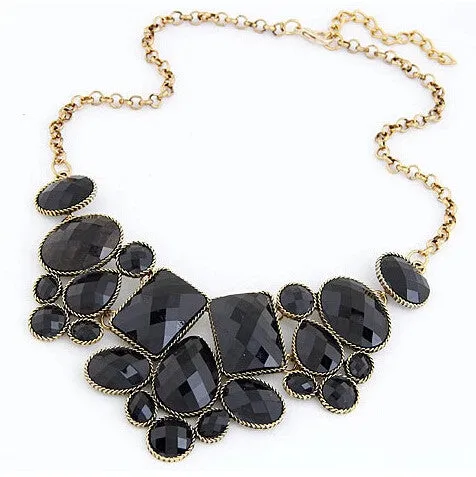 European and American fashion luxury gorgeous geometric polygon temperament short necklace