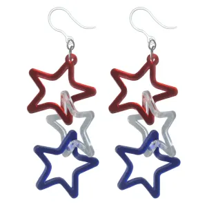 Exaggerated Linked Stars Dangles Hypoallergenic Earrings for Sensitive Ears Made with Plastic Posts