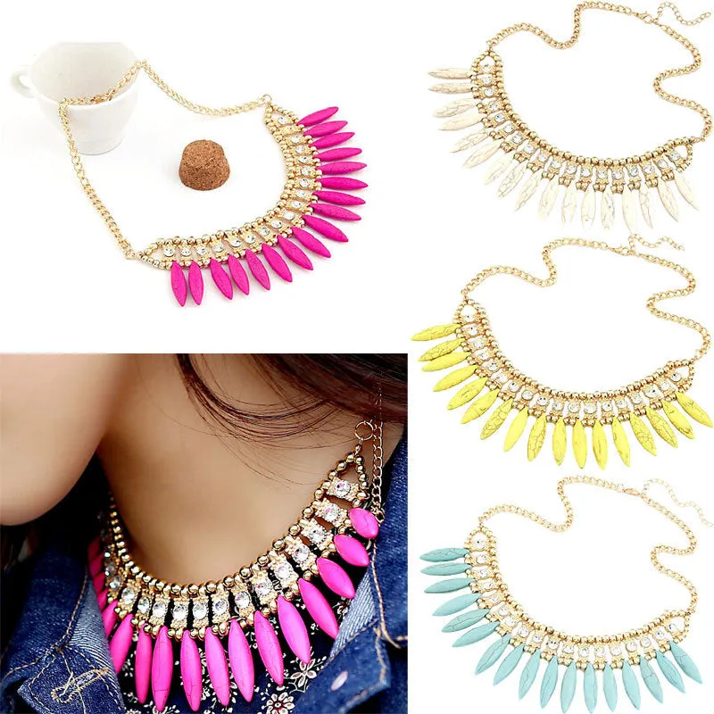 Fashion Bohemian Choker Necklace for Women Rhinestone Bib Statement Maxi Necklace Collares Collier Femme 2017 Bijoux