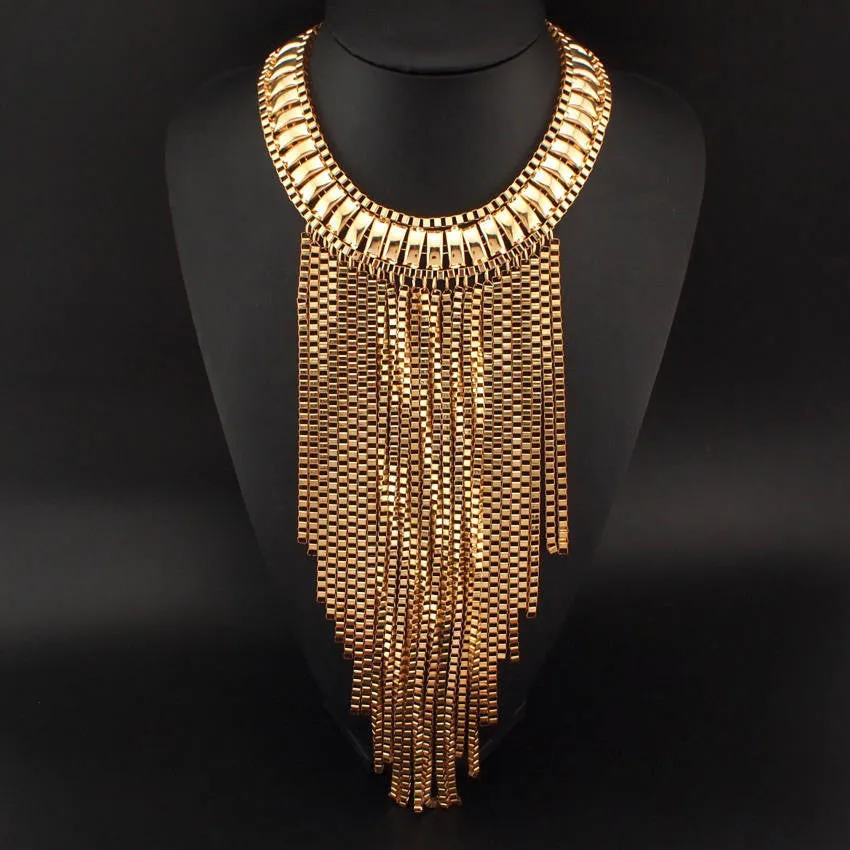 Fashion Maxi Tassels Necklaces Neck Bib Collar Chunky Choker Long Chain Statement Necklaces & Pendants Women Accessories