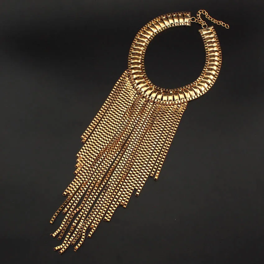 Fashion Maxi Tassels Necklaces Neck Bib Collar Chunky Choker Long Chain Statement Necklaces & Pendants Women Accessories