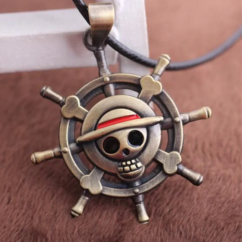 Fashion One Piece Necklace Collares Rudder Flag Simple Skeleton Bronze Pendant Rope Chain Necklace Men Jewelry