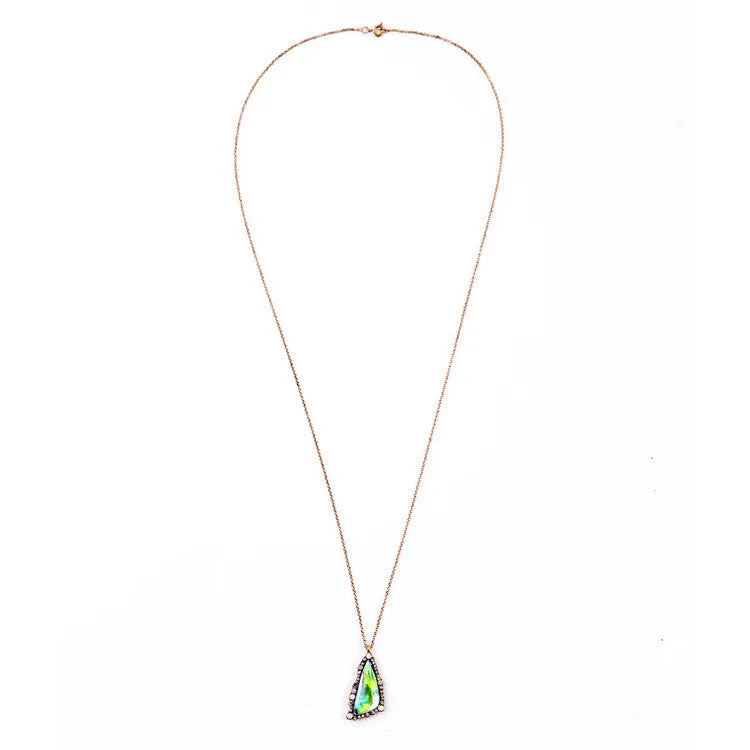 Fashion Tide Summer Chic Coloful Triangle Scientific Gems Long Pendant Necklace