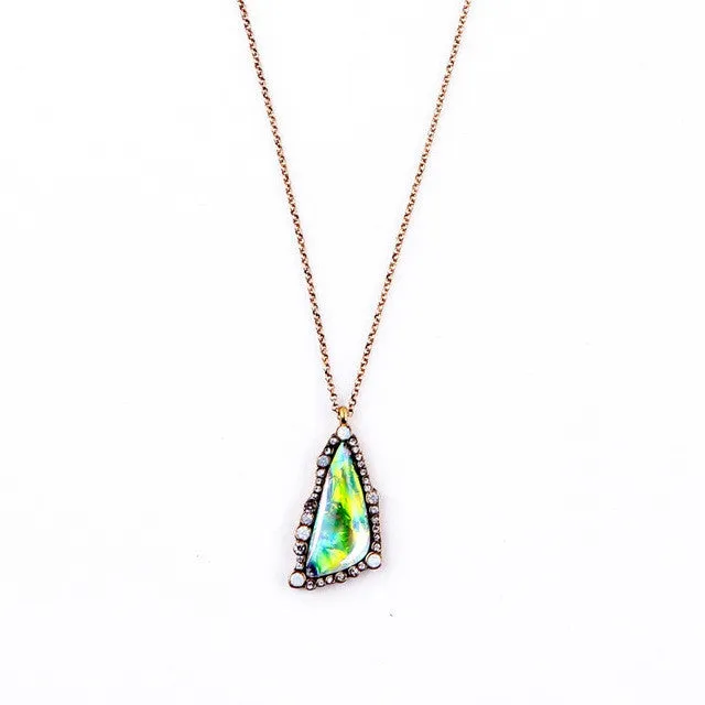 Fashion Tide Summer Chic Coloful Triangle Scientific Gems Long Pendant Necklace