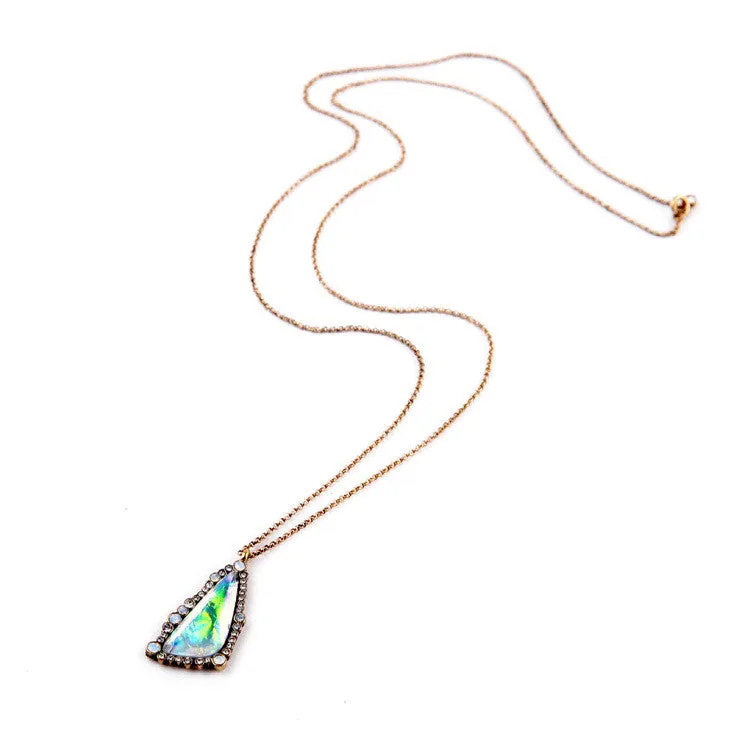 Fashion Tide Summer Chic Coloful Triangle Scientific Gems Long Pendant Necklace