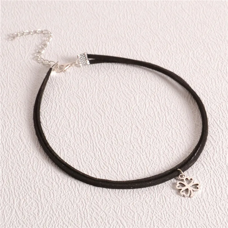 Fashion Women Jewelry Black Tattoo Elastic Adjustable Choker Necklace