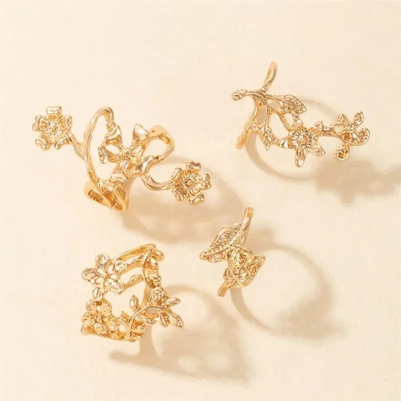 Floral Golden Ring Set