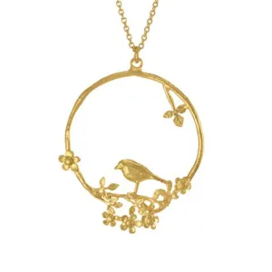 Flowery Bird Loop Necklace