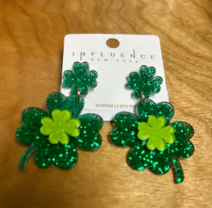 Glitter Shamrock Earrings