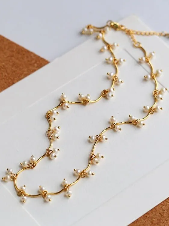 Gold Cherry Pearl Necklace