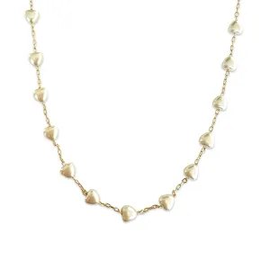 Gold Filled Heart Pearl Choker Necklace