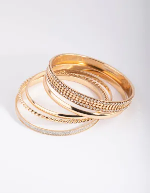 Gold Glitter & Diamante Bangle 5-Pack