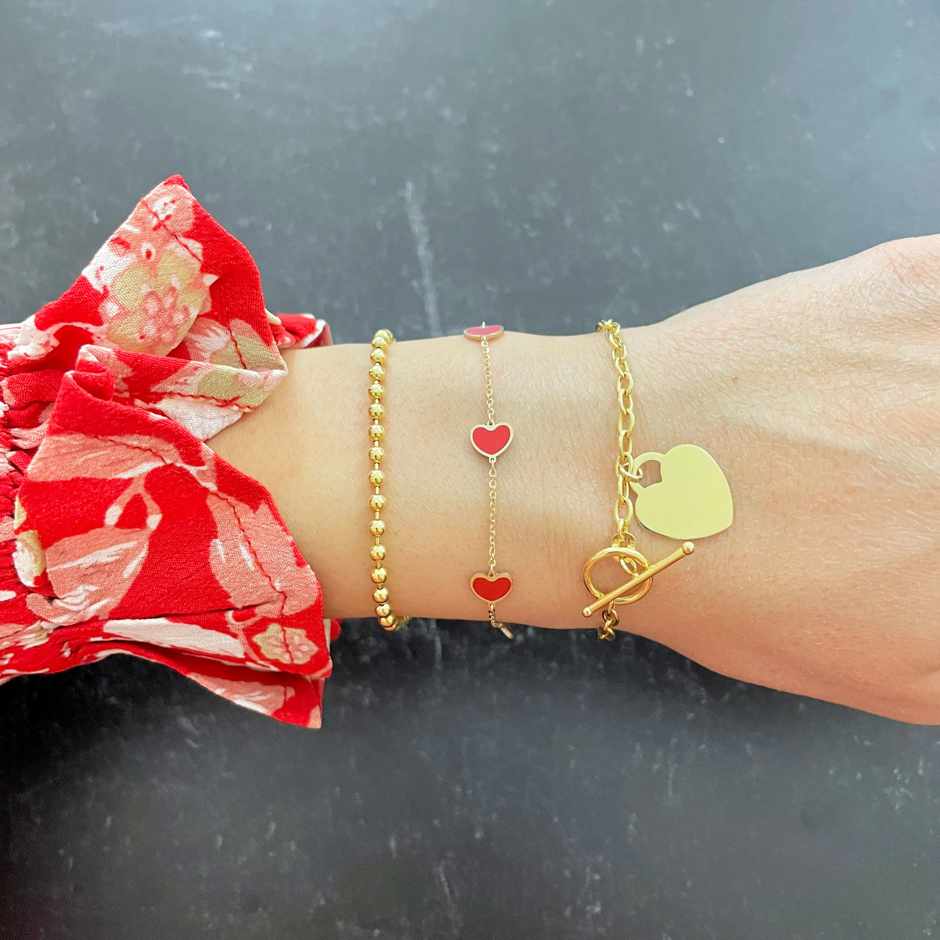 Gold Heart Toggle Bracelet