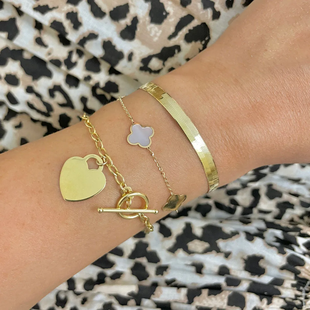 Gold Heart Toggle Bracelet