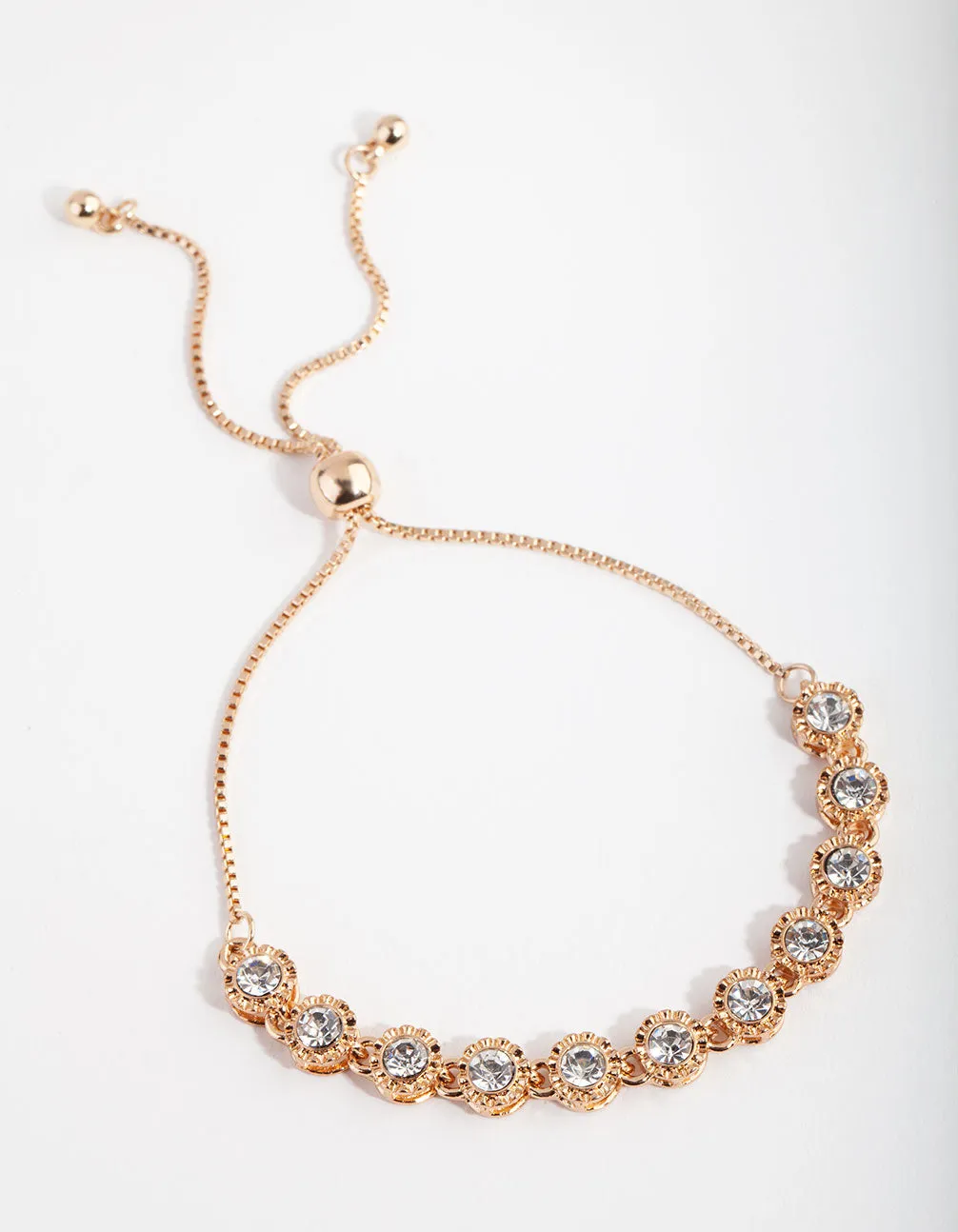 Gold Multi Circle Diamante Toggle Bracelet