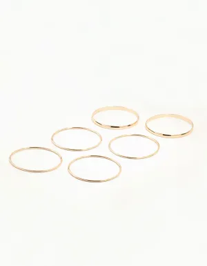 Gold Plain Mixed Width Bangles 5-Pack