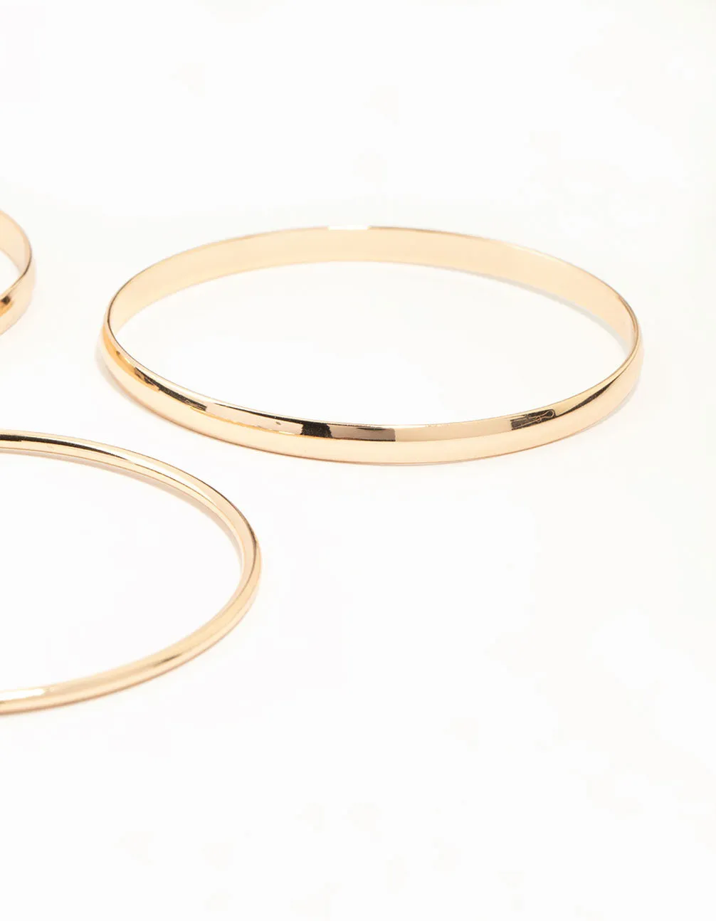 Gold Plain Mixed Width Bangles 5-Pack