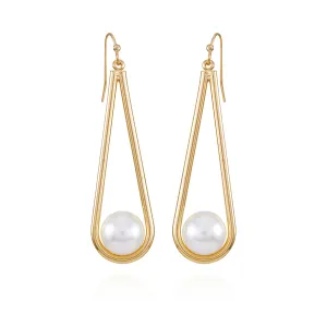 Goldtone Pearl Drop Dangle Earrings