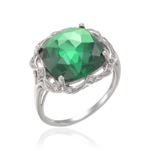 Graceful Sparkling Emerald Green Cocktail Ring