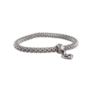 Gunmetal Diamante Heart Charm Bracelet