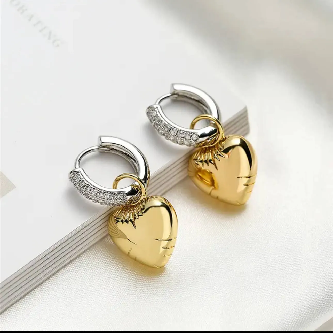 Heart & Star Balloon CZ Hoop Earrings