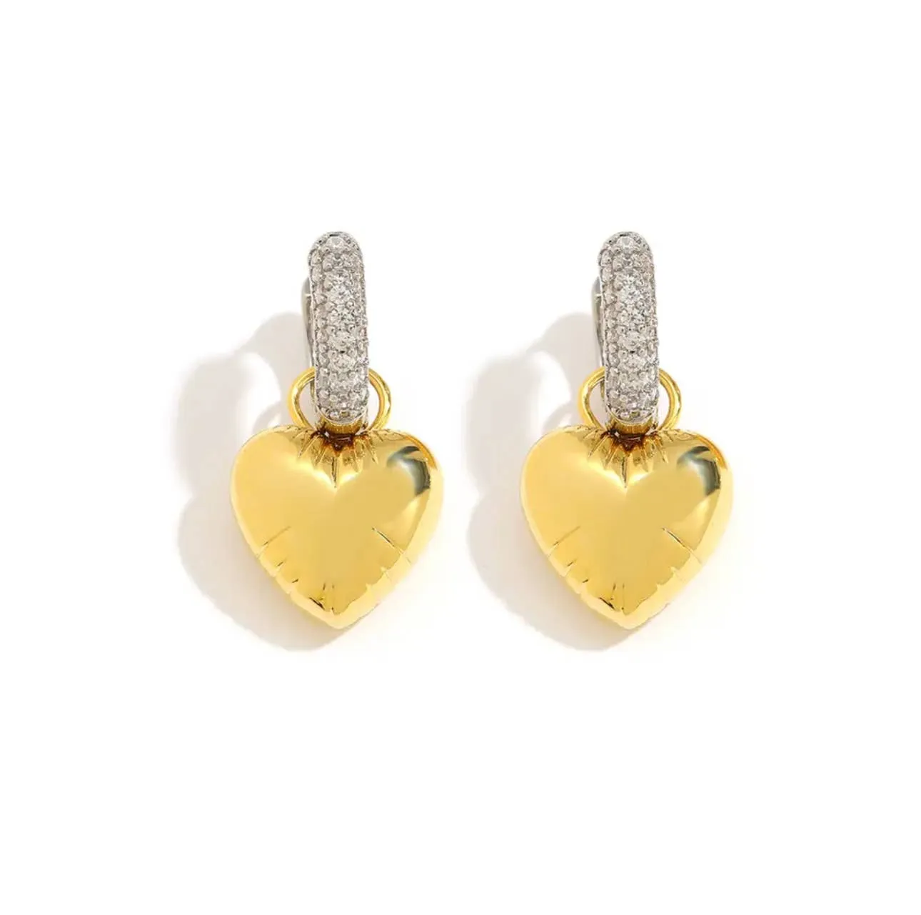 Heart & Star Balloon CZ Hoop Earrings