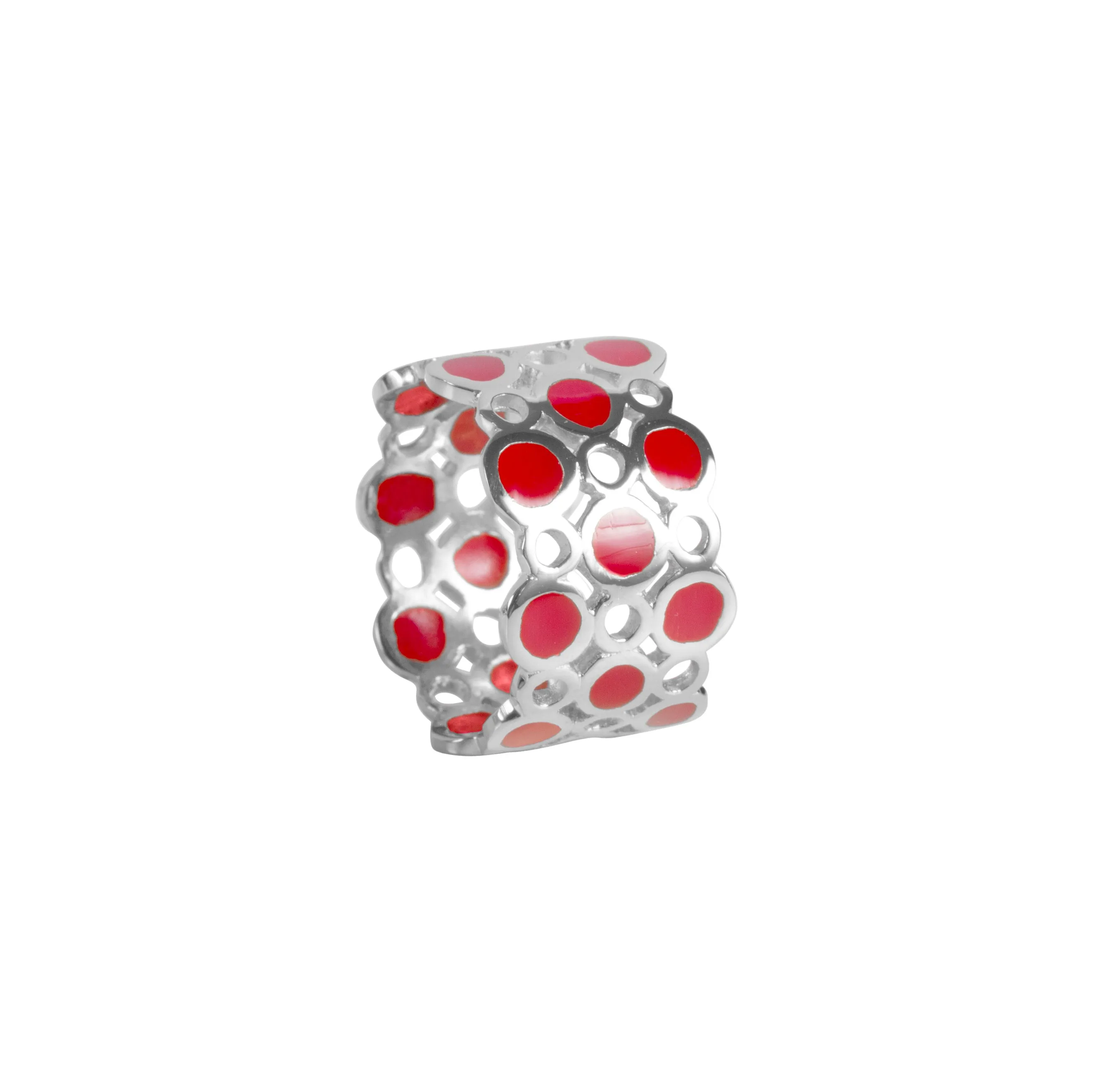 ISADORA CIGAR RING - SILVER/RED