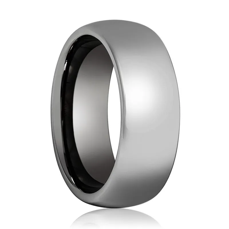 IVORY | Gunmetal Tungsten Ring, High Polished, Domed