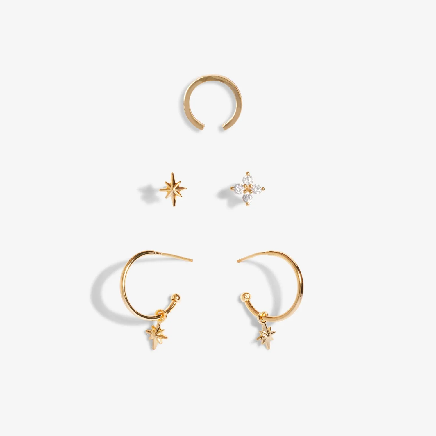 Joma Jewellery Stacks Of Style Gold Star Set Of Earrings