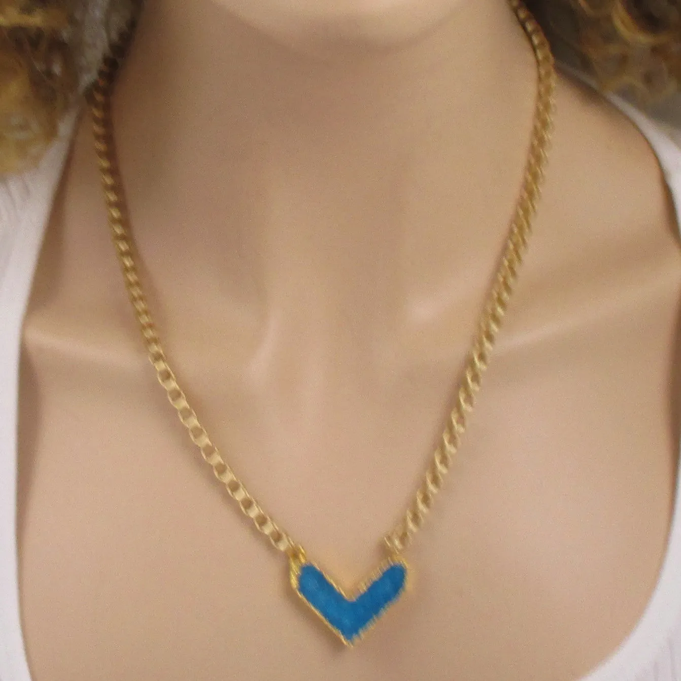 Light Turquoise Blue Druzy Pendant on Gold Chain