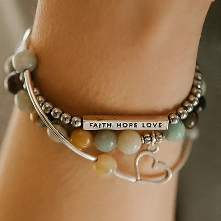 Love | Stone Beaded Charm Bracelet | Rose Quartz