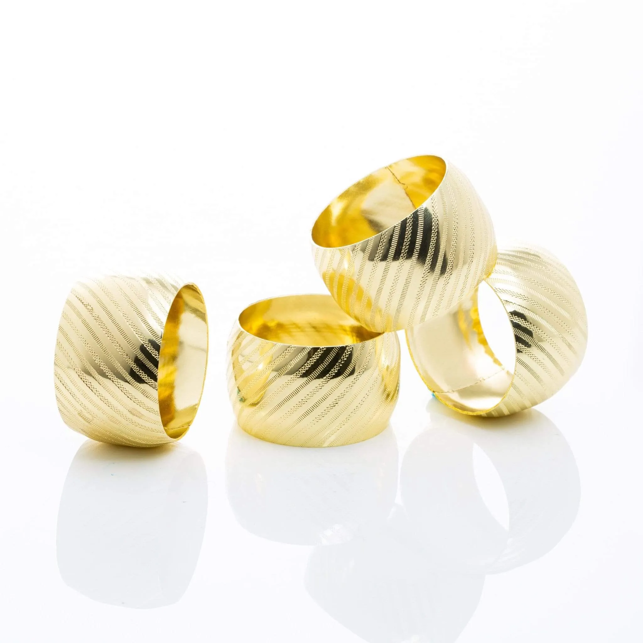 Luxe Party Gold Debossed Disposable Metal Napkin Rings 4pc