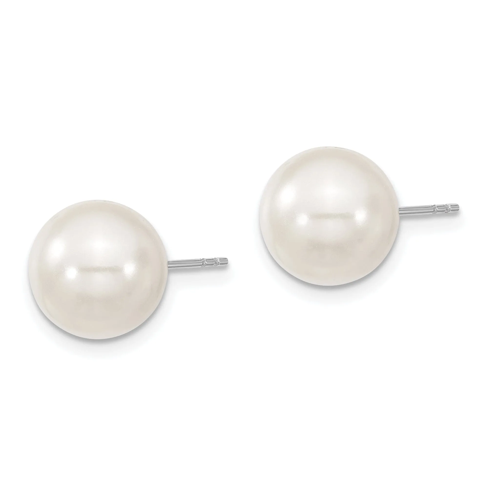 Majestik Round White Pearl Stud Earrings