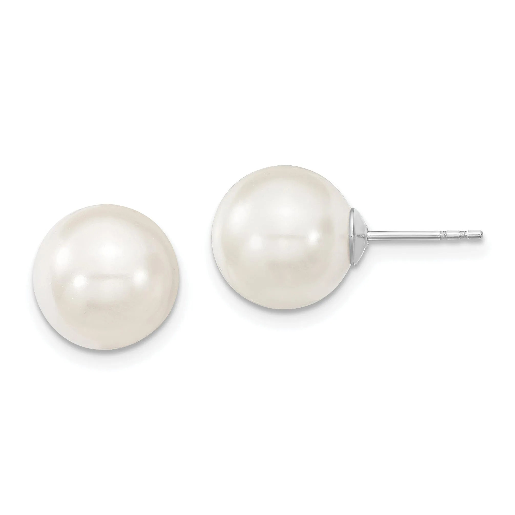 Majestik Round White Pearl Stud Earrings