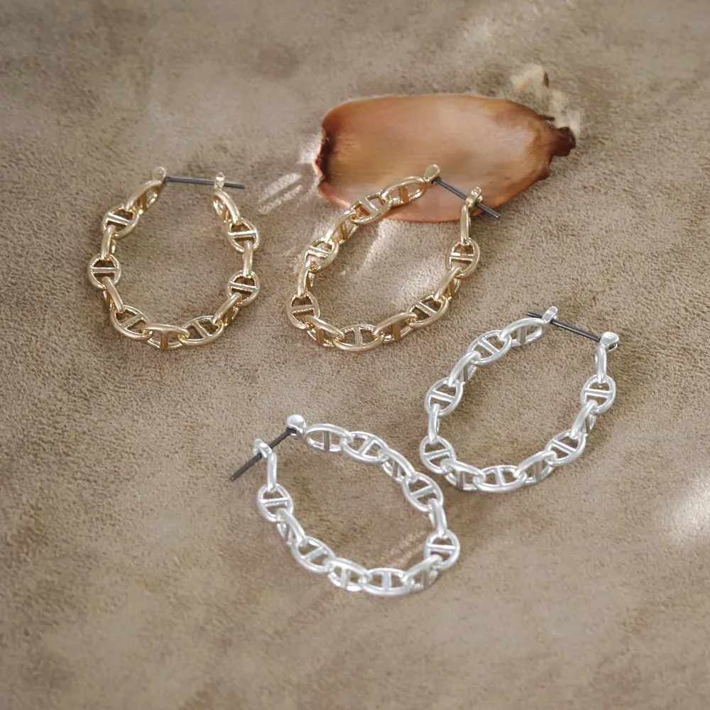 Mariner Chain Hoop Earrings