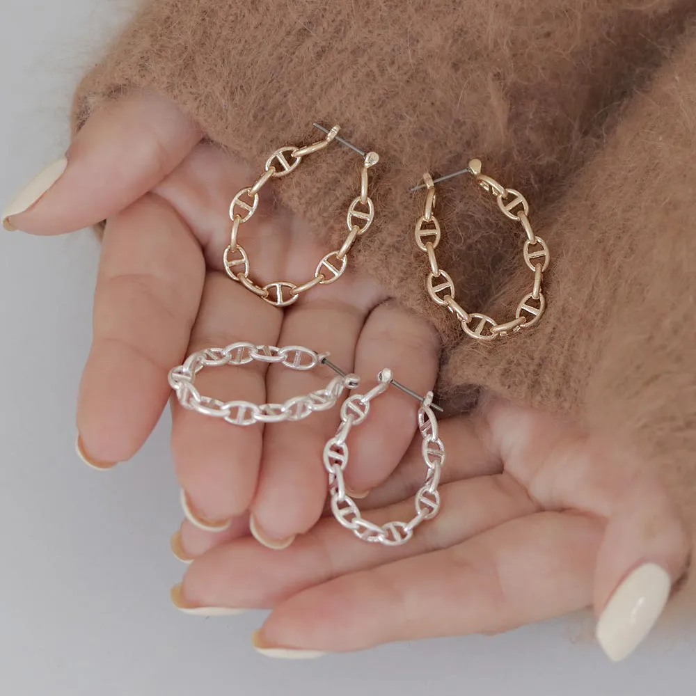 Mariner Chain Hoop Earrings