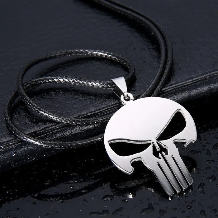 Mens Jewelry Skull Pendant 316L Stainless Steel Necklaces & Pendants Black Leather Chain Skull Pendant Silver Necklace for Women