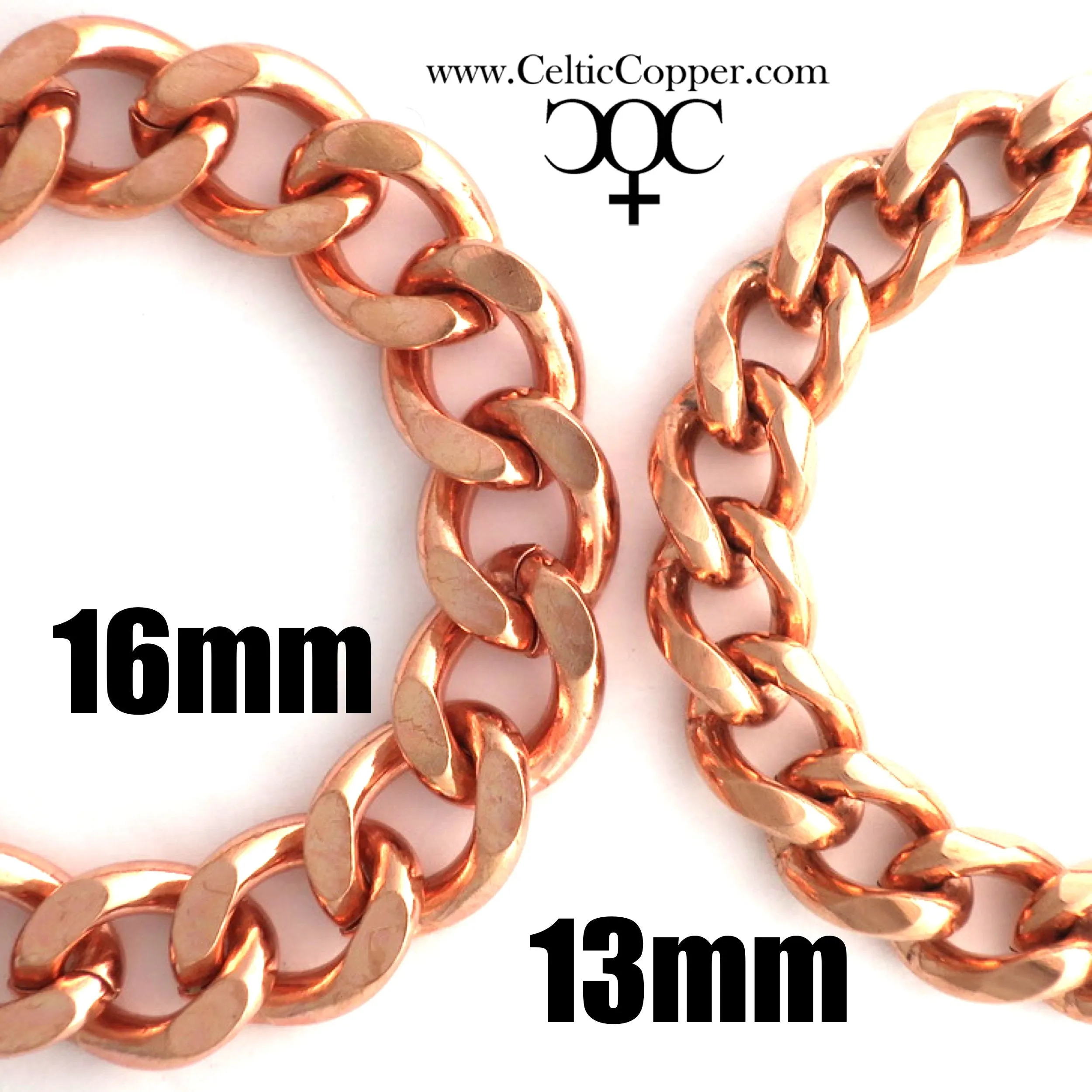 Men's Super Chunky Large Curb Chain Bracelet B162L Men's Copper 16mm Cuban Curb Chain Bracelet 9 Inch