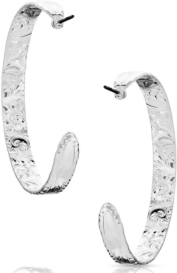 Montana Silversmiths Timeless Treasure Chiseled Hoop Earrings - ER5663