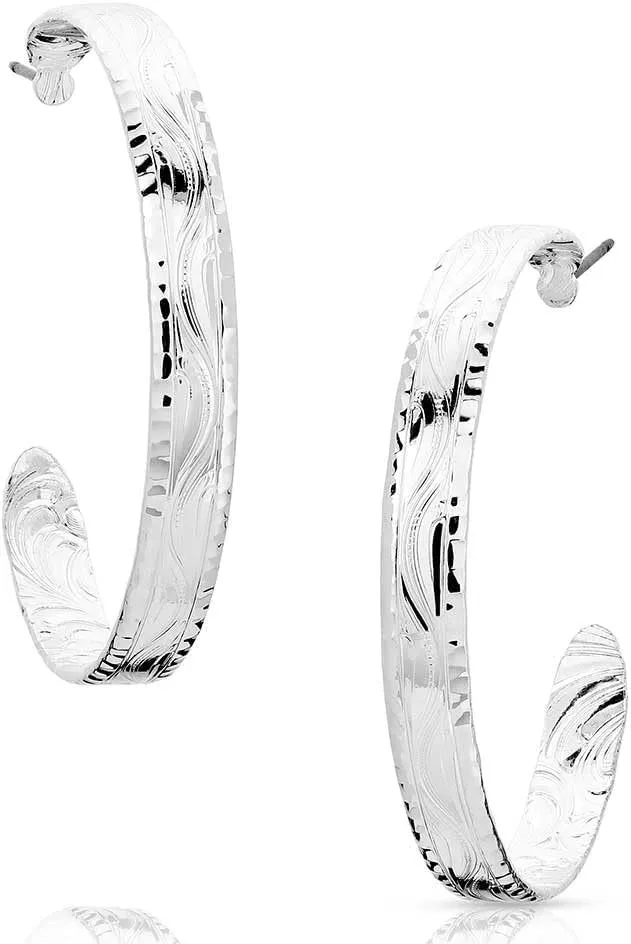 Montana Silversmiths Timeless Treasure Chiseled Hoop Earrings - ER5663