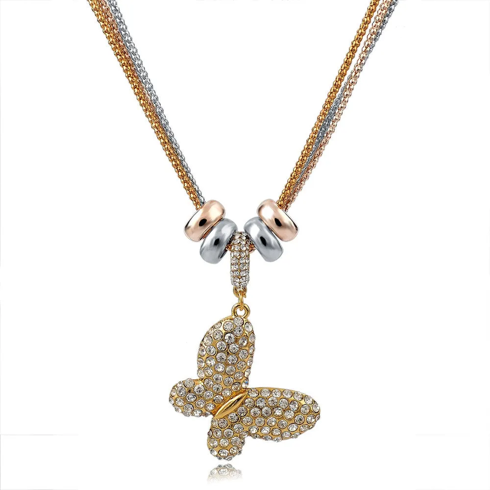 New Design Necklace & Pendant Gold Silver Chain Long Necklace Full Rhinestone Ball Pendant Necklace For Women