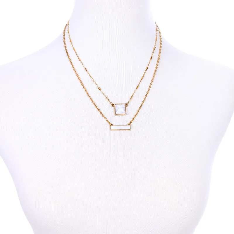 New Fashion Geometric Pendant Necklace Alloy Three Layer Chain Necklace for Women Birthday Gift