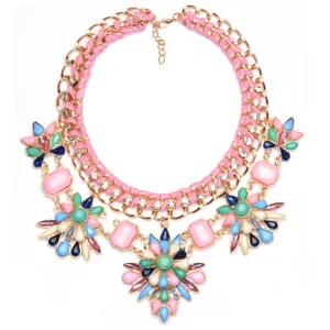 New Fashion Za Brand Crystal Collar Choker Necklaces Flower Vintage Statement Necklaces & Pendants Collier Femme Jewelry