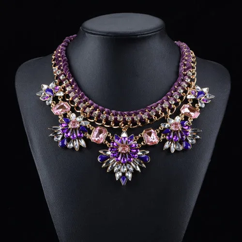 New Fashion Za Brand Crystal Collar Choker Necklaces Flower Vintage Statement Necklaces & Pendants Collier Femme Jewelry