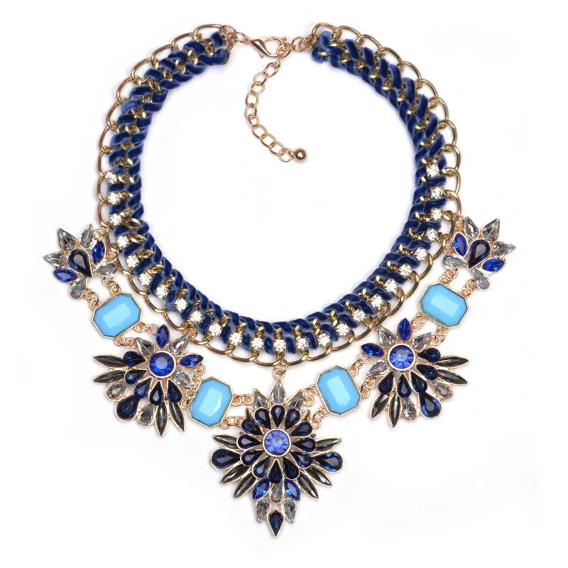 New Fashion Za Brand Crystal Collar Choker Necklaces Flower Vintage Statement Necklaces & Pendants Collier Femme Jewelry